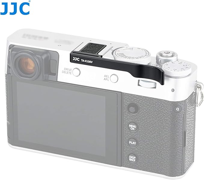 JJC TA-X100V Black Thumbs Up Grip for Fuji X100V Camera, Hot Shoe Thumb Grip Comaptible with Fujifilm X100V X100F X-E3, Made of Premium Anodized Aluminium Alloy, Weight 6G, Size 66.128.39mm