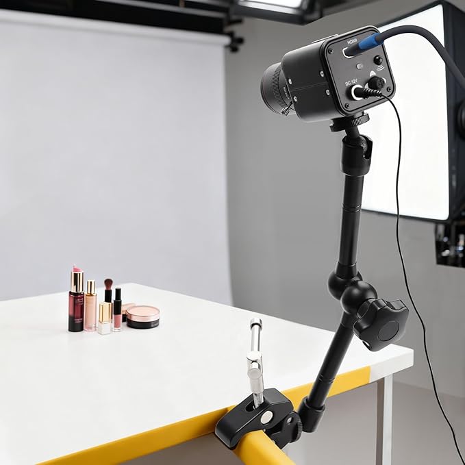 MOKOSE 10 inch Articulating Magic Arm with Super Clamp and Wall Mount Base,Friction Arm Mount for LCD Monitor LED Light Camera Rig