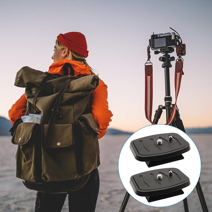 2 Pcs 44mm Tripod Quick Release Plate Camera Mounting Adapter, Universal QB-4W Tripod Mount Attachment Baseplate, Compatible with Velbon, Sony, Sunpak, Ravelli