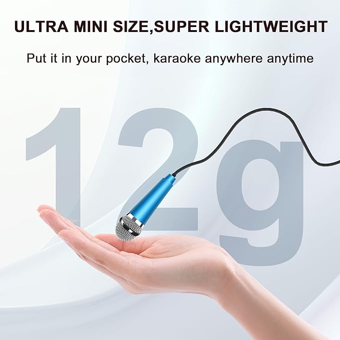 USB C Mini Microphone Karaoke, Portable ASMR Microphone for Android Phone/iPhone 15/Laptop/Mac, Wired Mic for Voice Recording, Singing, Interviews, Vlogs, YouTube, TIK Tok (Blue)