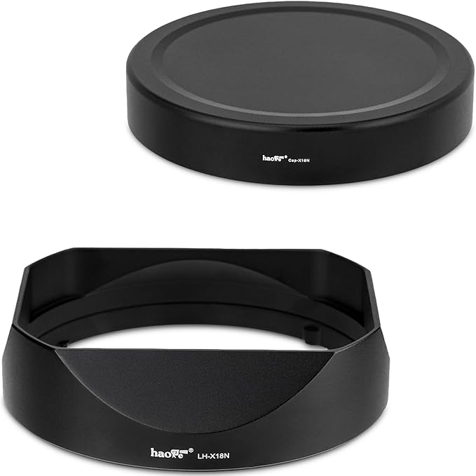 Haoge LH-X18N Bayonet Square Metal Lens Hood for Fujifilm Fuji XF 16-80mm F4 R OIS WR, Fujinon XF16-55mmF2.8 R LM WR II Lens Shade with Metal Cap