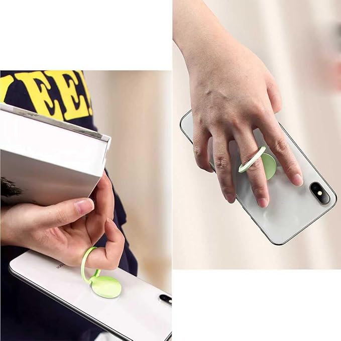TENOC Phone Grip Sticky 360° Rotation Universal Stand Finger Ring Holder Slim Kickstand for Cell Phone Case, Green
