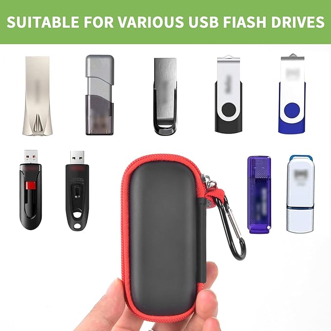 USB Flash Drive Case, SD Card Holder Compatible with Thumb Drive, Memory Cards, SDXC SDHC Storage Bag, Electronic Accessories Organizer for SanDisk for Samsung for Inland (Red)