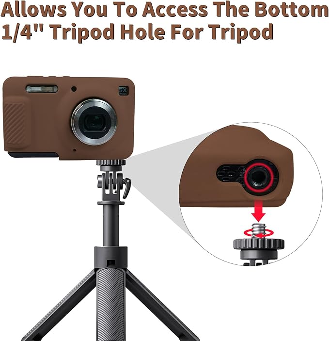 Easy Hood Camera Case for Kodak PIXPRO FZ55, Soft Silicone Cover Anti-Scratch Slim Fit FZ55 DSLR Camera Sleeve Body Skin Travel Protective Case, Brown