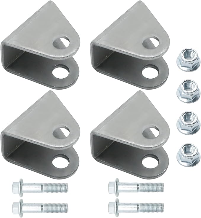 Anxingo 4Pcs Shock Mount, Weld On Shock Mounts Bracket, Steel Base Shock Absorbers Suspension Bracket Mounting for Motorcycle Dirt Pit Bike ATV Go Kart