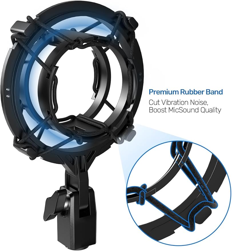 Custom Built Shock Mount with Pop Filter for AT2020 Microphones, Reduces Vibration Noise and Shockmount Improve Recording Quality for Audio Technica AT2020 AT2020USB+ AT2035 AT4040 Condenser Mic