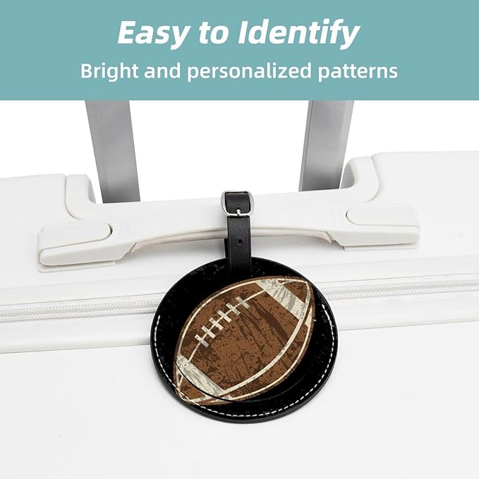 2 Pack Luggage Tags for Suitcases Leather Name Travel Tags for Luggage ID Label Bag Tags, Vintage Old Football Soccer Sports Ball