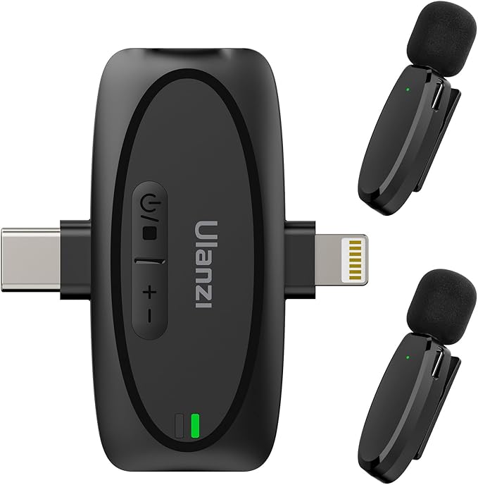 ULANZI V6 Wireless Lavalier Microphone for iPhone iPad Android Camera, 3-in-1 Plug-Play Mic for Phone Video Recording Interview Youtubers Vloggers, 164ft Transmission Range