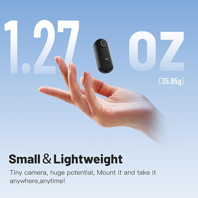 Meoilkolnm Mini Body Camera, Wearable Action Body Cam, Thumb Size Hands Free Recording Body Worn Camera, Premium Portable Camcorder Mount Anywhere for Pet Walking, Work, Travel (Black, 64GB)