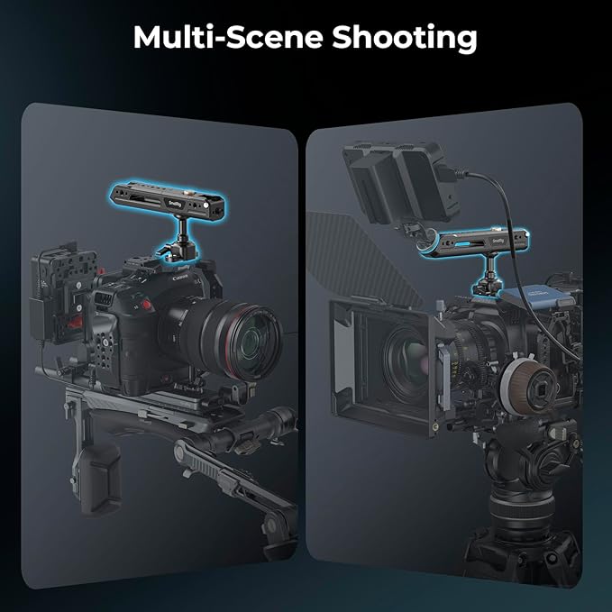 SmallRig Rotating Top Handle with NATO Clamp, Lightweight NATO Top Handle for Camera Cage, Maximum Capacity 15KG, One-Key Rotation 360°, with Cold Shoe Mount & 1/4''-20 Threaded Holes - 4152