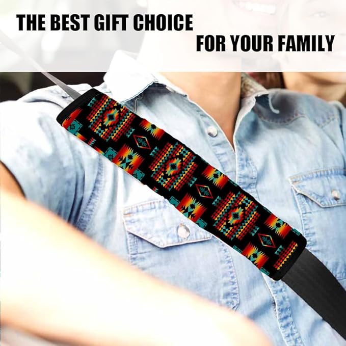Red Native American Adults Car Seat Belt Covers for Boys and Girls, Carseat Shoulder Padding Soft Car Seat Neck Cover Car Accessories Seat Straps Pads Strap Cover Decoration Accessory for Women Men