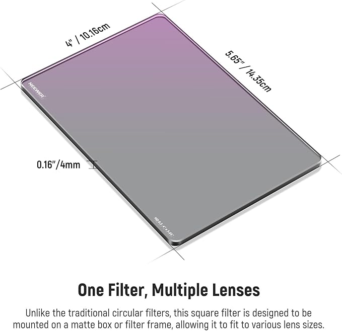 NEEWER ND0.3 (1 Stop) Square ND Filter, 4"x5.65" Dual Sided 30 Multi Nano Coated Cinema Neutral Density Filter for NEEWER Matte Box Compatible with Tilta Compatible with SmallRig