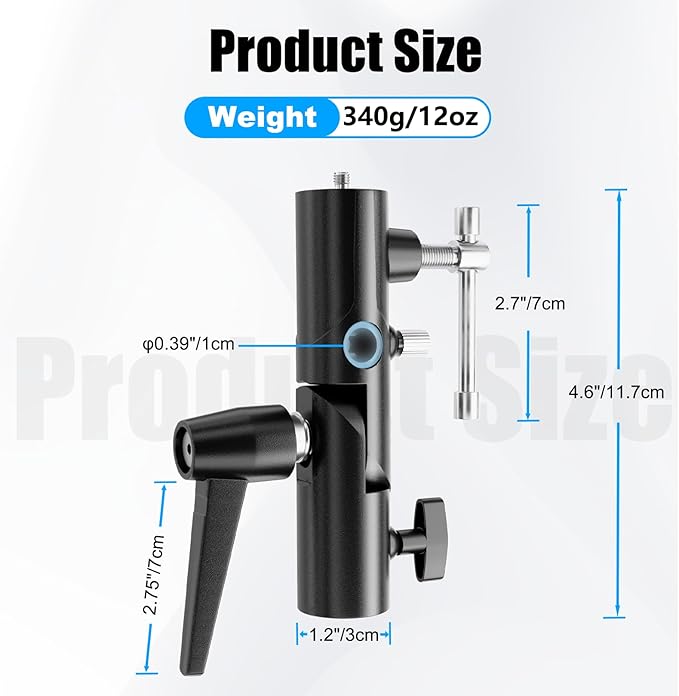EMART Camera Flash Bracket H Type Mount with Umbrella Softbox Holder, 180° Swivel Adjustable Metal Light Stand Adapter with 1/4" to 3/8" Screw for Speedlite LED Tripod (2 Pack)