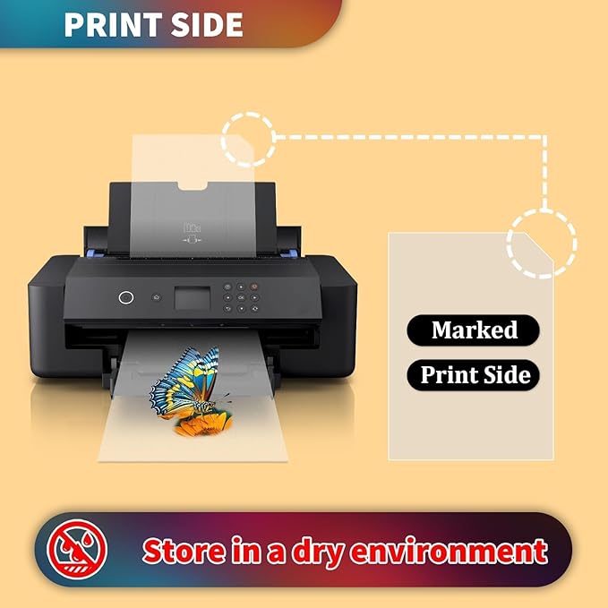 EIZYCUT DTF Transfer Film - A3 100 Sheets 11.7"x16.5" Double-Sided Matte, Premium DTF Film Paper for All Dark Fabric Textile and Colors T Shirts