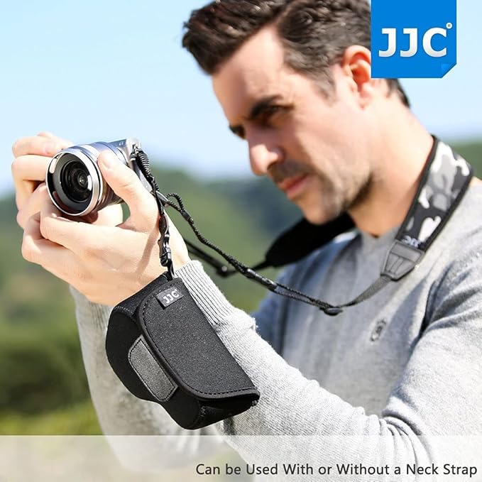 JJC Soft Neoprene Digital Camera Case Pouch Compact Bag Protector with Anti-Lost Inner Strap for Sony ZV-E10 A6500 A6400 A6300 A6100 A6000 A5500 A5100 with E 16-50mm Lens