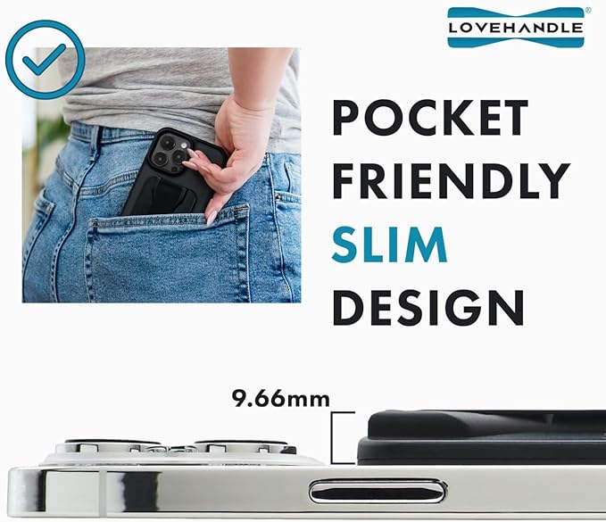 LoveHandle PRO MagSafe Compatible Magnetic Phone Grip w/Kickstand - Mount, Strap and Stand for Smartphone and Tablet - MagSafe Ring Included - Fits All Devices - Army Green