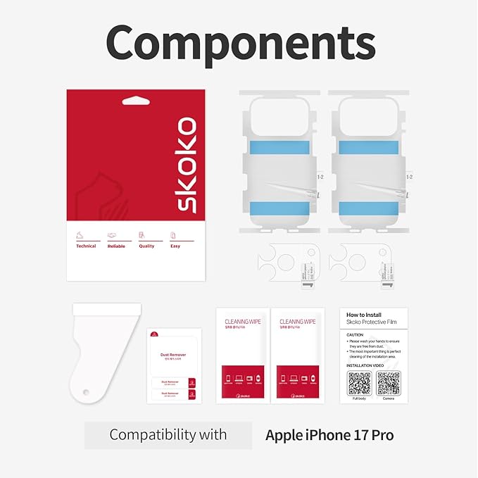skoko Invisible Camera Lens & Full Back Body Skin for iPhone 17 Pro Max | Matte & Ultra-Thin TPU Protector
