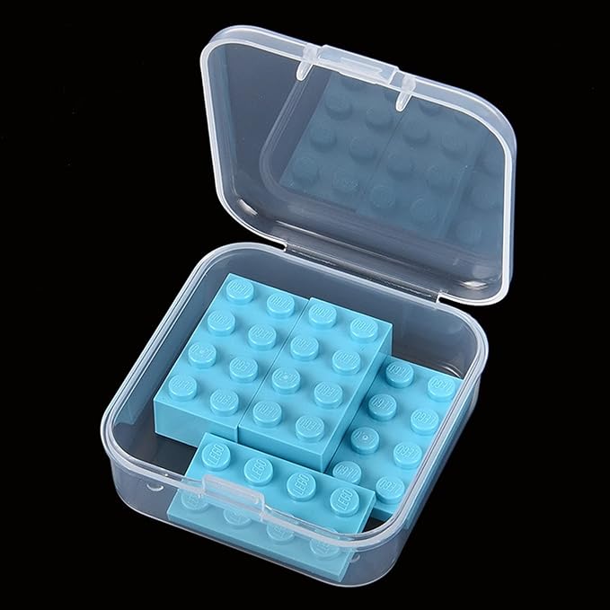Goodma 100 Pieces Square Empty Mini Clear Plastic Organizer Storage Box Containers with Hinged Lids for Small Items and Other Craft Projects (2.16 x 2.16 x 0.79 inch)