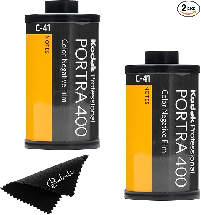 Kodak Portra 400 Film - 2 Pack of 36exp Rolls for 35mm Cameras with balveli Premium Microfiber Cloth