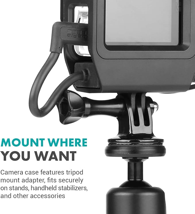 Movo GPR-5 GoPro Case with Microphone for Camera - for GoPro Hero 5, 6, 7 - Includes VXR10 Microphone for iPhone, Android, Camera - Shoe Mount for Shotgun Mic - GoPro Mic Adapter Not Included