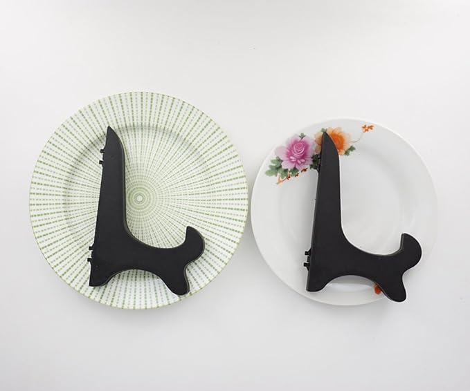 Artliving Black 6" Wood-Like Plastic Easels Plate Display Stands Picture Frame Stand Holder-Set of 4