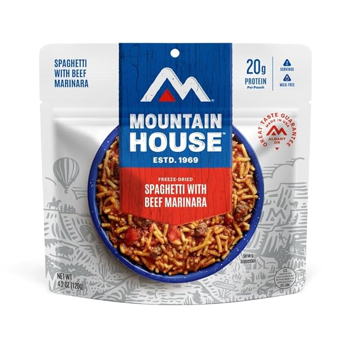 Mountain House Spaghetti with Beef Marinara | Freeze Dried Backpacking & Camping Food |2 Servings