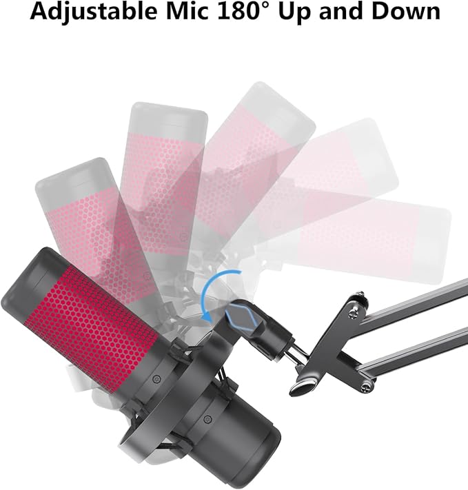 [2026 Upgrade] Microphone Shock Mount for HyperX QuadCast with 3/8" or 1/4" Screw Adapter, Works with HyperX QuadCast Microphone Stand & Boom Arm Durable Replacement Accessory for Mic