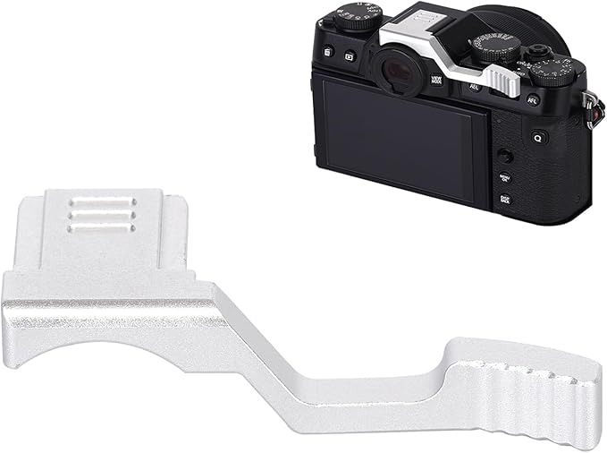 Metal Thumbs Up Grip Compatible with Fuji Fujifilm X-T30III/X-T20III/X-T10III/X-T30II/X-T20II/ X-T10II/XT30/XT20/XT10/X-T50 Mirrorless Cameras Thumb Rest Support with Hot Shoe Cover (Silver)