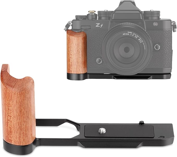Leftfoto Z f Wooden Hand Grip L Bracket for Nikon ZF Camera, with Built-in Bottom Quick Release Plate for Arca for Quickly Switch on Gimbal/Tripods/Handheld Shooting (Black)