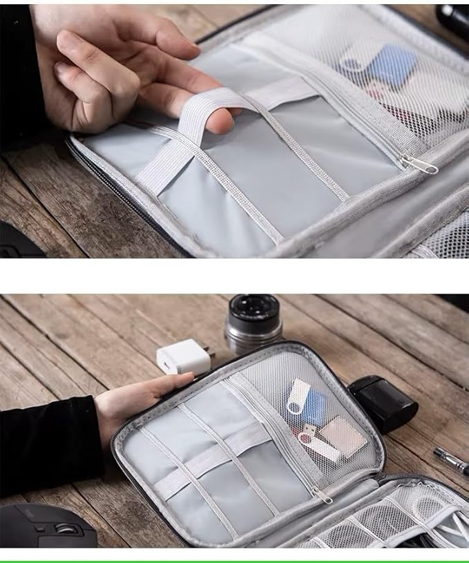 cable organizer bag Travel Case,Electronic Accessories Storage Bag,Portable Waterproof Cable -Travel Cord Organizer- Bag for Small Charging Cord Storage,Cables,SD Card GRAY