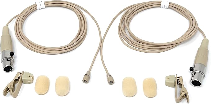 Pair of Lavalier Lapel Mics w/ 4 pin Mini XLR TA4F for Shure Wireless