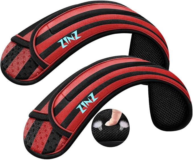ZINZ 2-Pack Universal Shoulder Pad with Ultra thick Cushion for Bag Luggage Bag Crossbody, Plus Long & Anti-Slip & Breathable,Black-Red-Black Stripes
