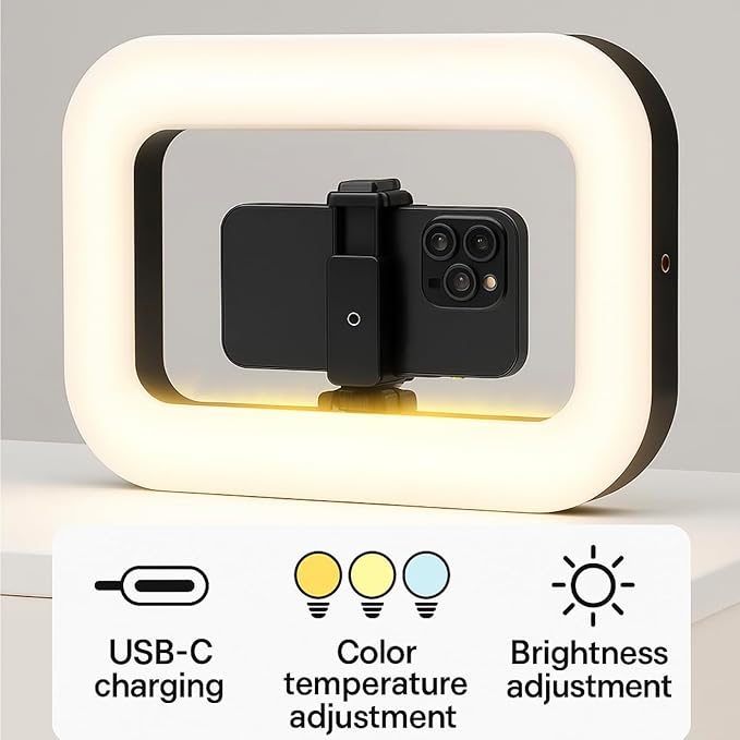 Smartphone Video Rig LED Ring Light, Rechargeable Handheld Phone Video Stabilizer, 8000mAh Built-in Battery for Recording & Streaming, Camera, YouTube, Tiktok, Makeup, ZanaTech