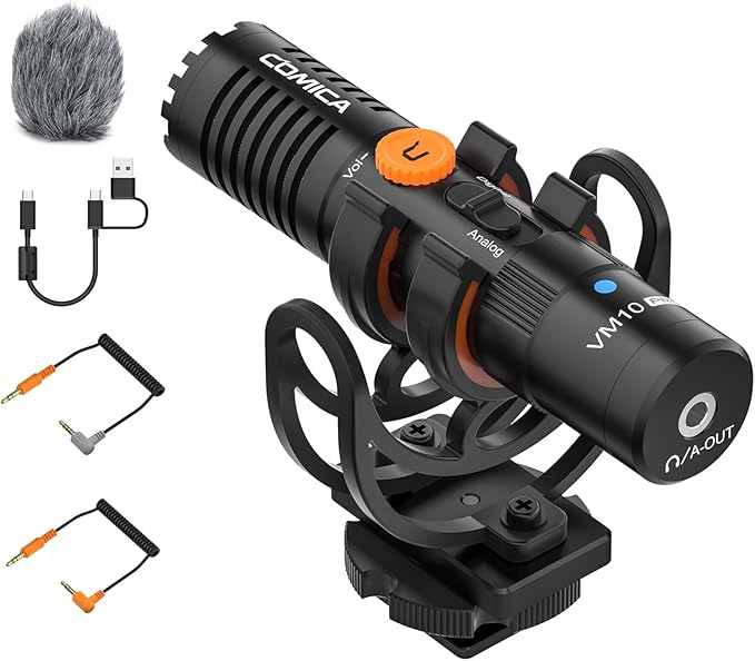 COMICA VM10 PRO Universal Video Microphone - Adjustable Gain, USB C Digital Output, Monitoring - Shotgun Mic for Camera, Smartphone, Tablet, PC - Ideal for Vlogging, Live Streaming, and Recording