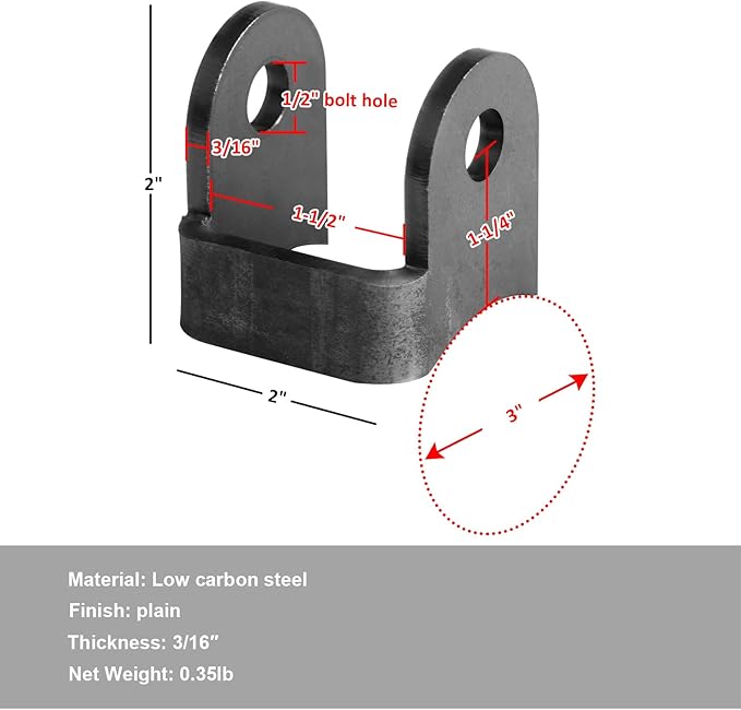 4 Pcs Shock Mount Bracket, Curved Weld On Bracket Axle for Truck, Trailer