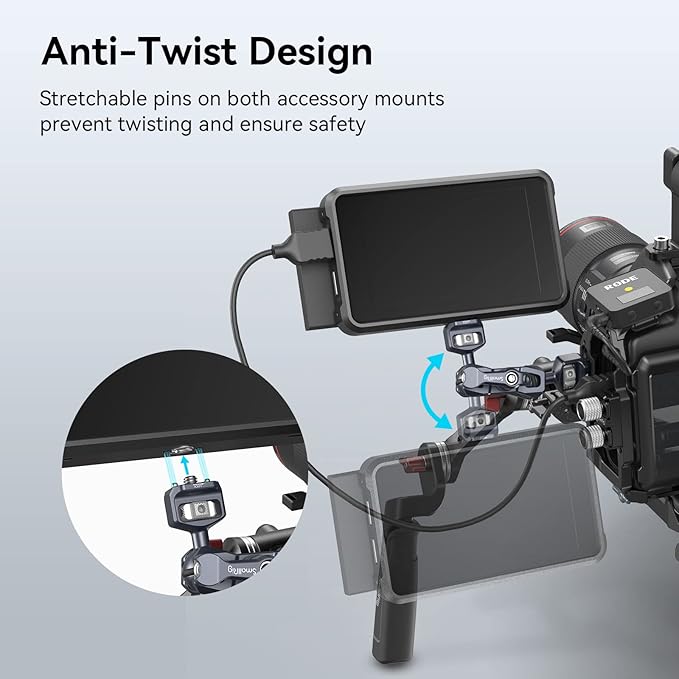 SMALLRIG Camera Magic Arm, Flexible Articulating Arm with 1/4” Screws, Field Monitor Mount with Dual Ballhead, Aluminum