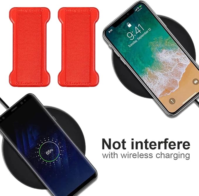 Phone Grip Strap Holder for Hand, Universal Finger Strap Phone Holder, Finger Loop Selfie Grip Compatible with Most Smartphones (Black Red) - 2Pack