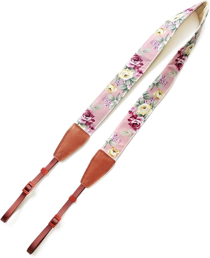 Alled Camera Strap Neck, Adjustable Vintage Floral PInk Camera Straps Shoulder Belt for Women/Men,Camera Strap for Nikon/Canon/Sony/Olympus/Samsung/Pentax ETC DSLR/SLR