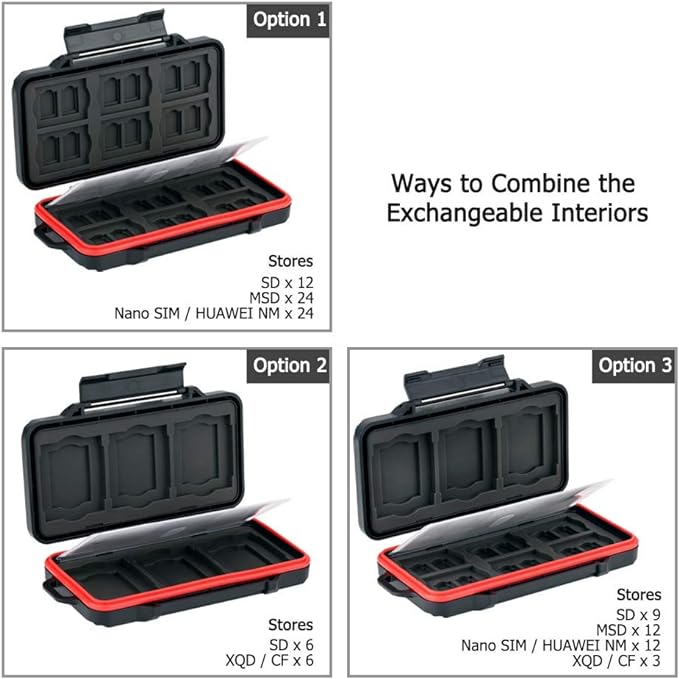 PROfezzion 48 Slots Weatherproof Memory Card Carrying Case Holder for CFexpress Type B, XQD, CF, Cfast, CompactFlash, CF Express Type-B, SD & MicroSD Cards (Not for CFexpress Type-A Card)