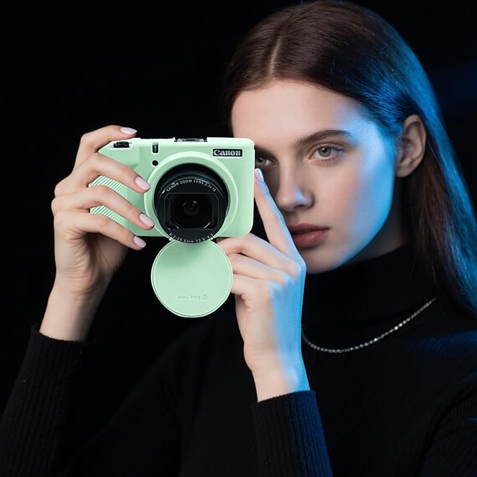 EASY HOOD V1 Case, Silicone Camera Cover with Removable Lens Cover, Soft Protector Lightweight Carrying Body Skin for Canon PowerShot V1 Digital Camera - Light Green