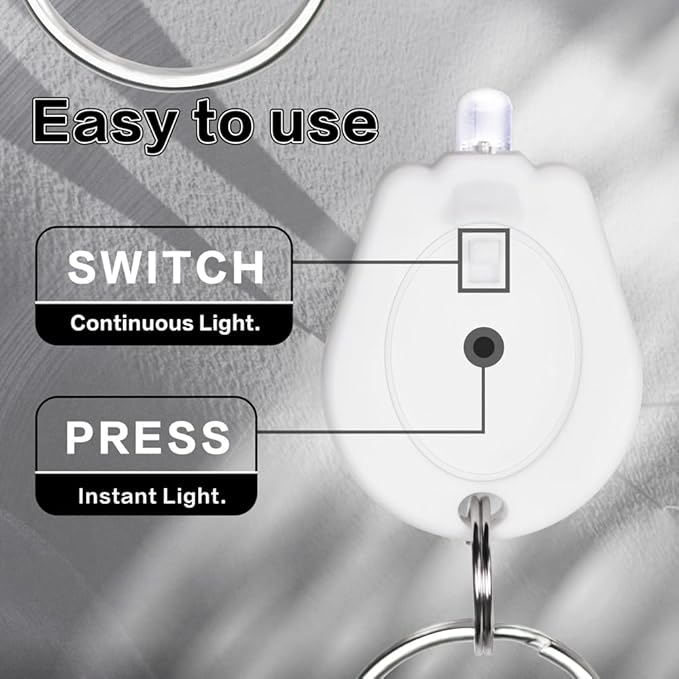 10 Pack Ultra Bright Mini LED Keychain Flashlight, Small Key Ring Flashlight, Portable LED Keychain Light for Outdoor Activities Emergency Light - White Shell