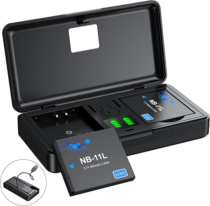 NB-11L NB-11LH Battery (2 Pack) and 2-Channel USB Charger for Canon NB-11L,PowerShot Elph 110,Elph 130,Elph 180,Elph 190,Elph 340,Elph 360,SX400 is,SX410 is,A2300 is,A2400 is,A2500,A3400 is Camera