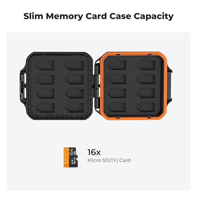 K&F CONCEPT 16 Slots Micro SD Card Case, Card Holder Organizer with Water-Resistant Anti-Shock Dust for Micro SD/SDHC/SDXC/TF