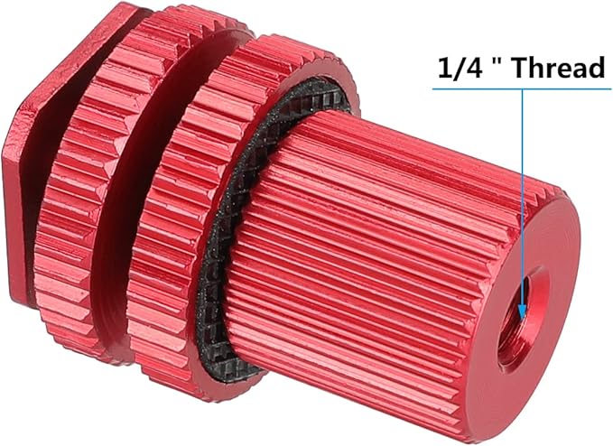 CAMVATE Camera Hot Shoe Mount to 1/4"-20 Female Thread Screw Adapter for DSLR Camera Rig (Red) - 3065