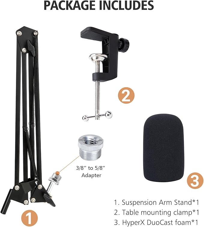 HyperX DuoCast Boom Arm - HyperX Microphone Arm Compatible with HyperX DuoCast, Mic Arm with Microphone Cover, Improve Sound Quality, Microphone Arm for DuoCast by SUNMON