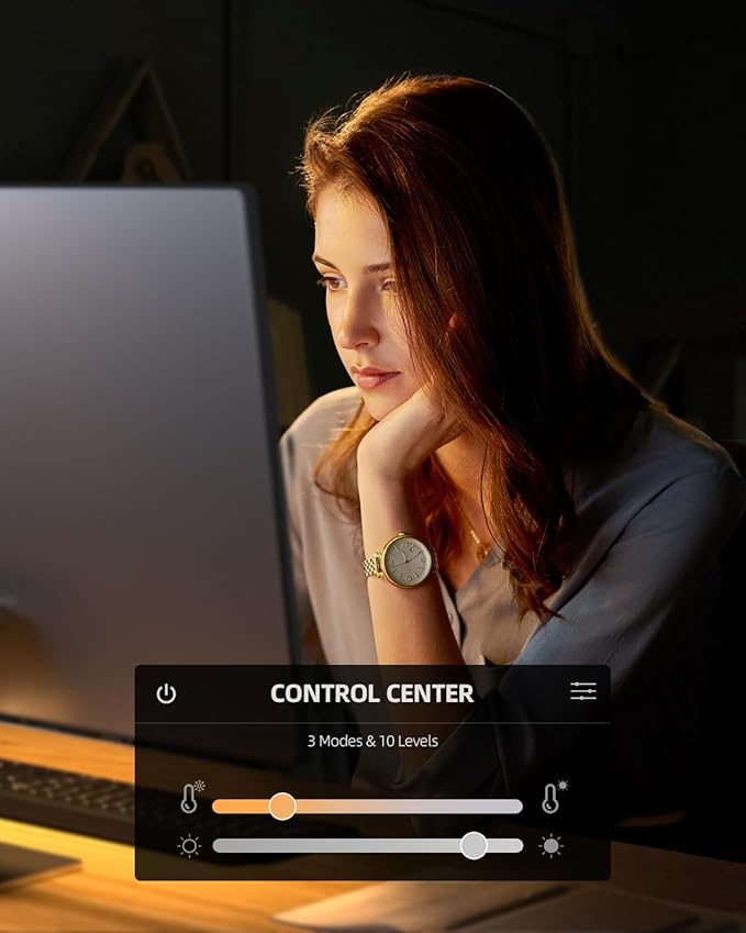 Weilisi 10.2" Desk Ring Light with Stand, 360° Rotate Desk Lamps for Home Office with C-Clamp, Flexible Height Desk Light, Adjust Arm Ring Light for Desk, Podcast, Gaming, Recording, Zoom Lighting