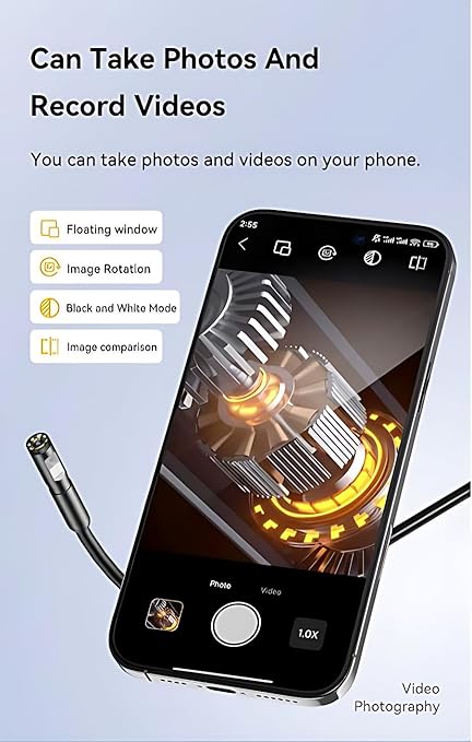 1920P HD 16.4FT Dual-Lens Endoscope with Light, Borescope Camera with 9 Adjustable LED Lights, Semi-Rigid Snake USB Type C for iPhone, Android and iOS Smartphones, iPad, Samsung. KEEMIKA