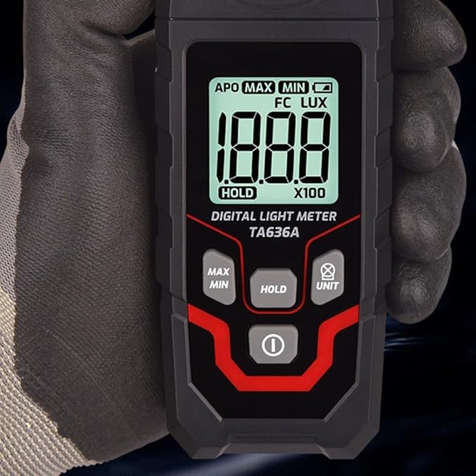 Digital Illuminance Light Meter Tester 200,000Lux Meter Luxmeter Lighting Intensity Brightness Measurement Tool for Indoor Outdoor Film Photography lumens LED Photometer