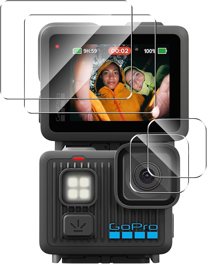 2 Pack Compatible with GoPro Lit Hero Screen Protector + 2 Pack Camera Lens Protector,Full Coverage 9H Tempered Glass Film,HD Clear Scratch Resistant for GoPro Lit Hero Accessories