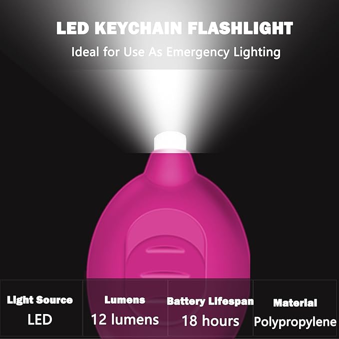 Mini LED Keychain Flashlight, Ultra Bright Tiny Flashlight, Small Keychain Flashlight White Light, Micro Pocket Key Ring LED Flashlight for Emergency Lighting - Pink Shell (12PCS)